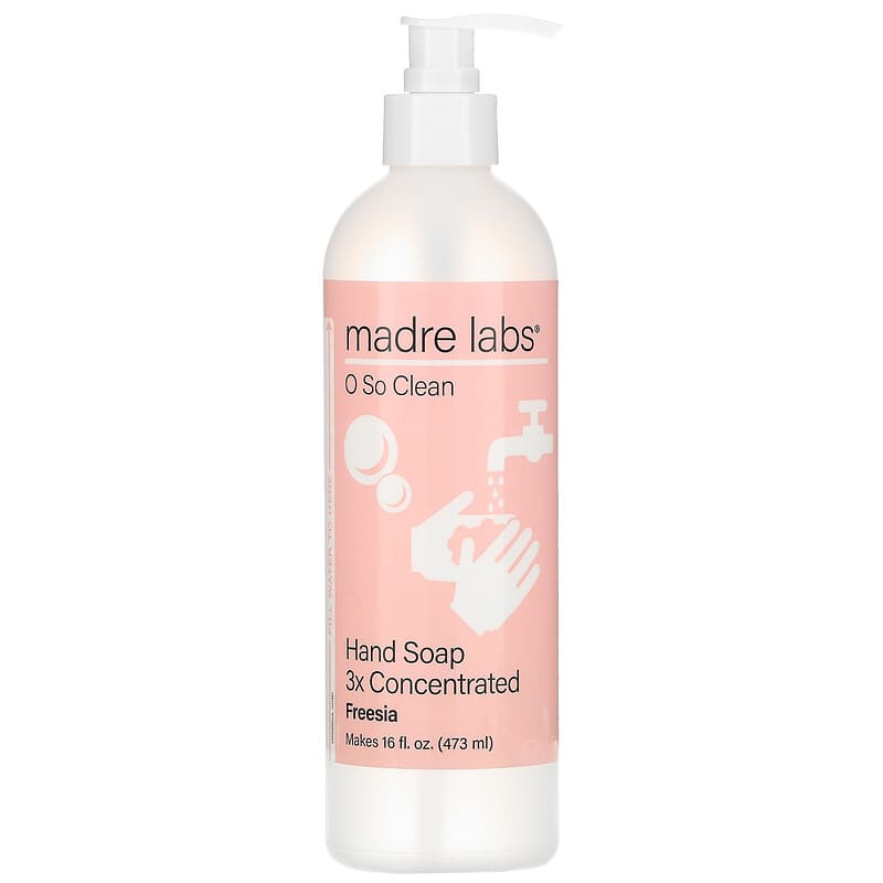 Madre Labs, Hand Soap, 3x Concentrate, Freesia, 1 Pouch + Reusable Bottle, 4 fl oz (118 ml)