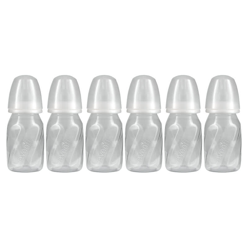 Evenflo Feeding, Vented+ Twist PP Clear Bottles, Standard, 0+ Months, Slow Flow, 6 Bottles, 4 oz (120 ml) Each