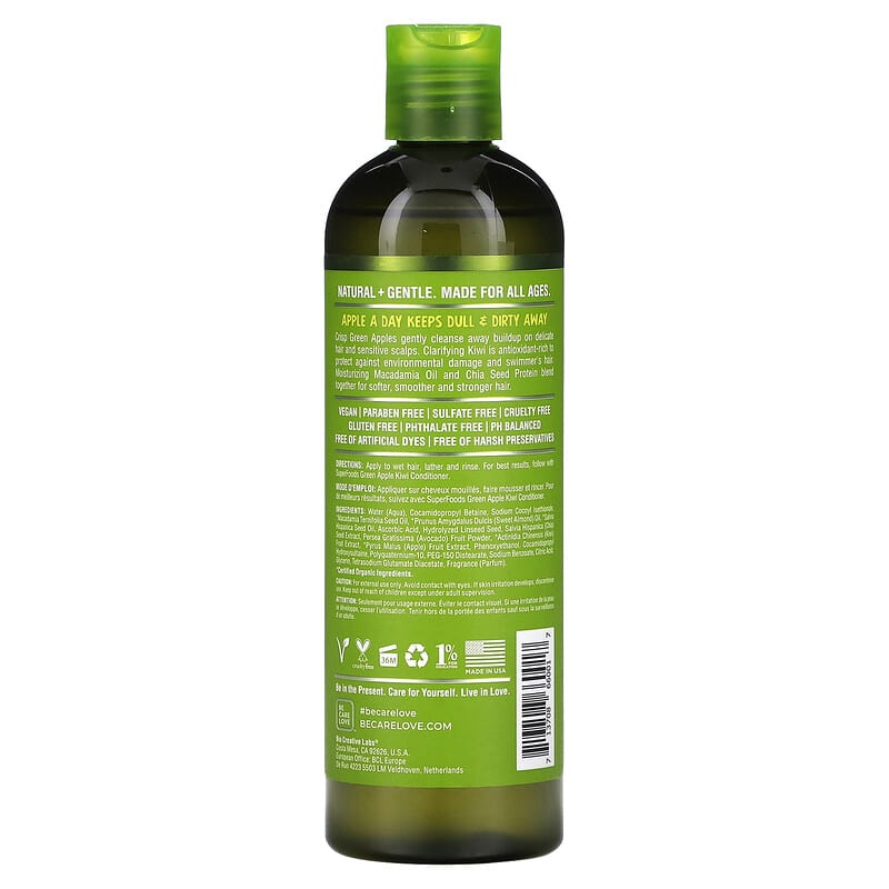 Be Care Love, Superfoods, Natural + Gentle, Clarifying Shampoo, Fresh-Pressed Green Apple Kiwi, 12 fl oz (355 ml)