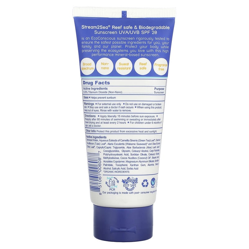 Stream2Sea, Sunscreen, Sport, SPF 20, 3 fl oz (90 ml)