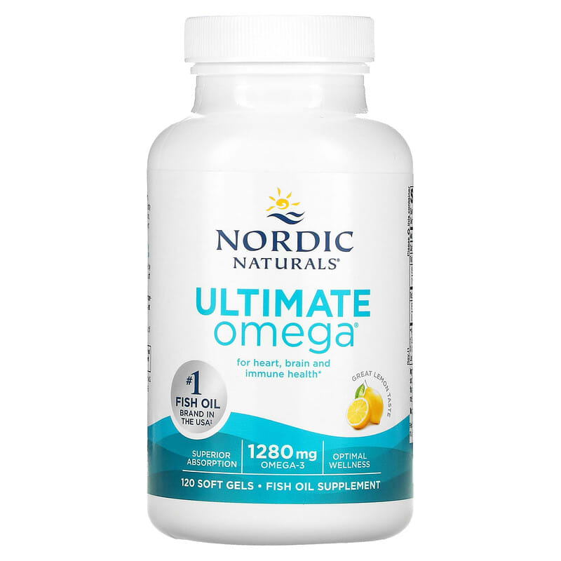 Nordic Naturals, Ultimate Omega, Lemon, 640 mg, 120 Soft Gels