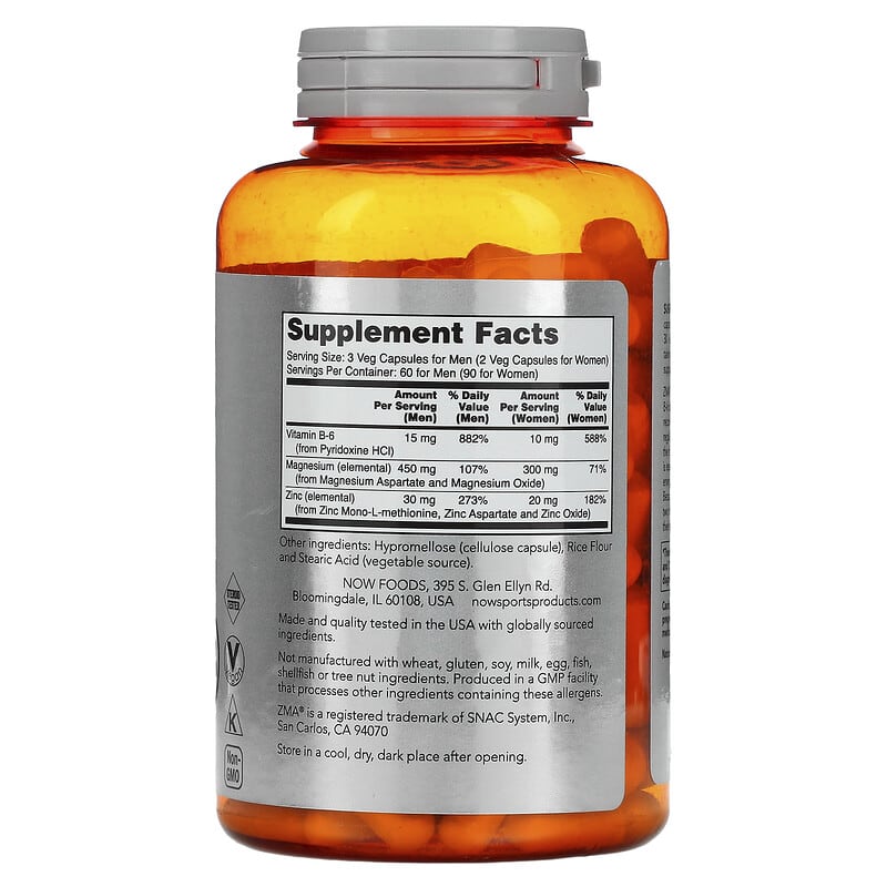 NOW Foods, Sports, ZMA, Sports Recovery, 180 Veg Capsules