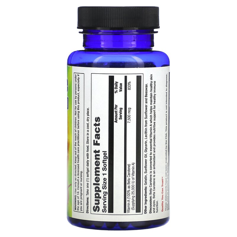 Nature's Life, Beta Carotene, 7,500 mcg (25,000 IU), 250 Softgels