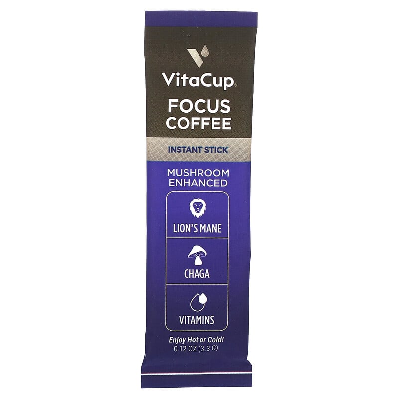 VitaCup, Focus Coffee, Memory & Clarity, Instant, Medium Roast, 24 Single-Serve Sticks, 0.12 oz (3.3 g) Each