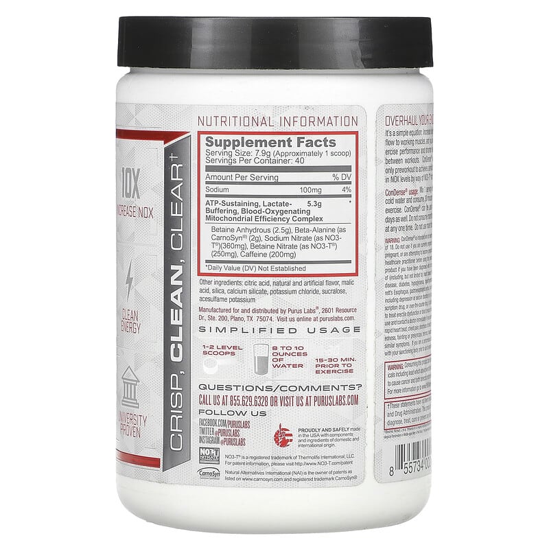 Purus Labs, ConDense, Endurance Enhancing Pre, Melonberry Cooler, 11.1 oz (316 g)