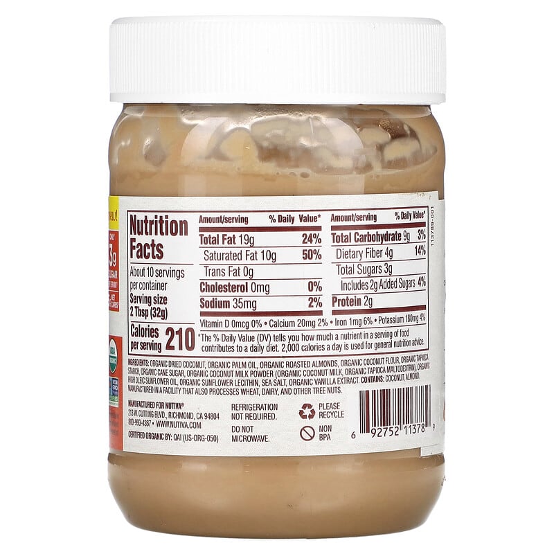 Nutiva, Organic Almond Coconut Spread, 11.5 oz (326 g)