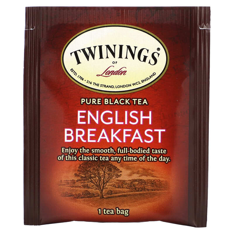 Twinings, Pure Black Tea English Breakfast, 50 Tea Bags, 3.53 oz (100 g)