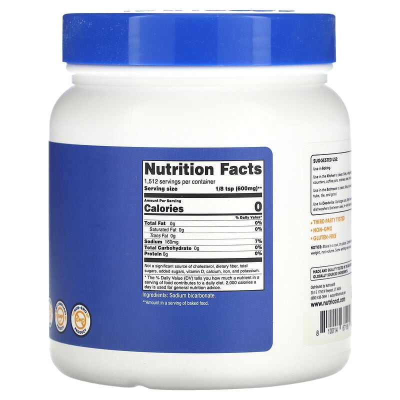 Nutricost, Sodium Bicarbonate Powder, Unflavored, 2 lb (907 g)