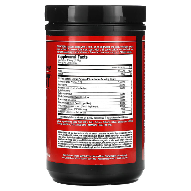 MuscleMeds, Nitrotest, Androgenic Pre-Workout Amplifier, Rocket Pop, 16.53 oz (468.6 g)