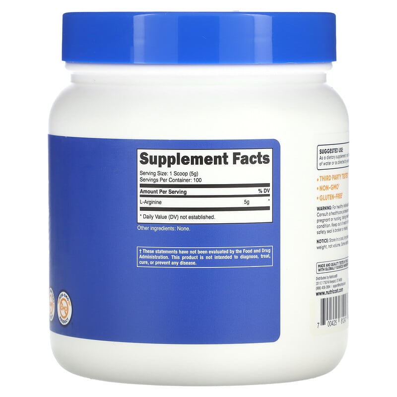 Nutricost, L-Arginine, Unflavored, 17.9 oz (500 g)