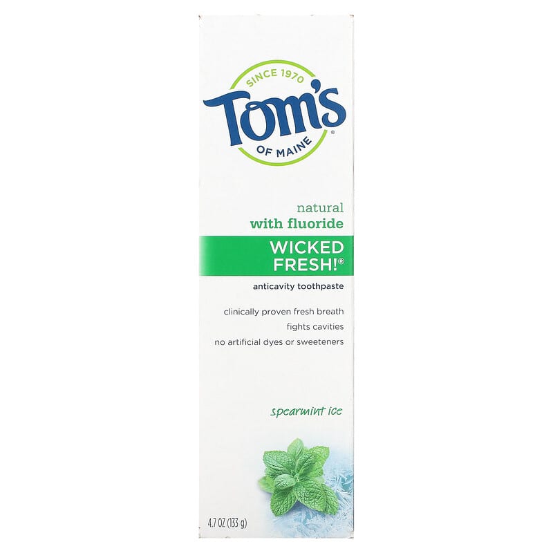 Tom's of Maine, Wicked Fresh!, Natural Anticavity Toothpaste with Fluoride, Spearmint Ice, 4.7 oz (133 g)