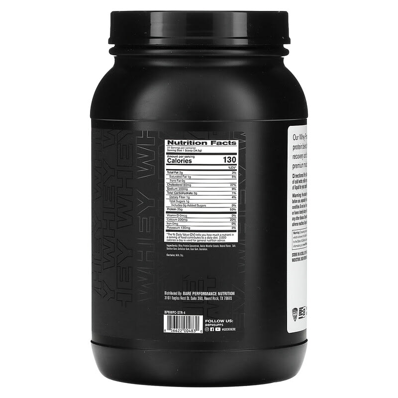 Bare Performance Nutrition, Whey Protein, Strawberry, 2 lbs (931 g)