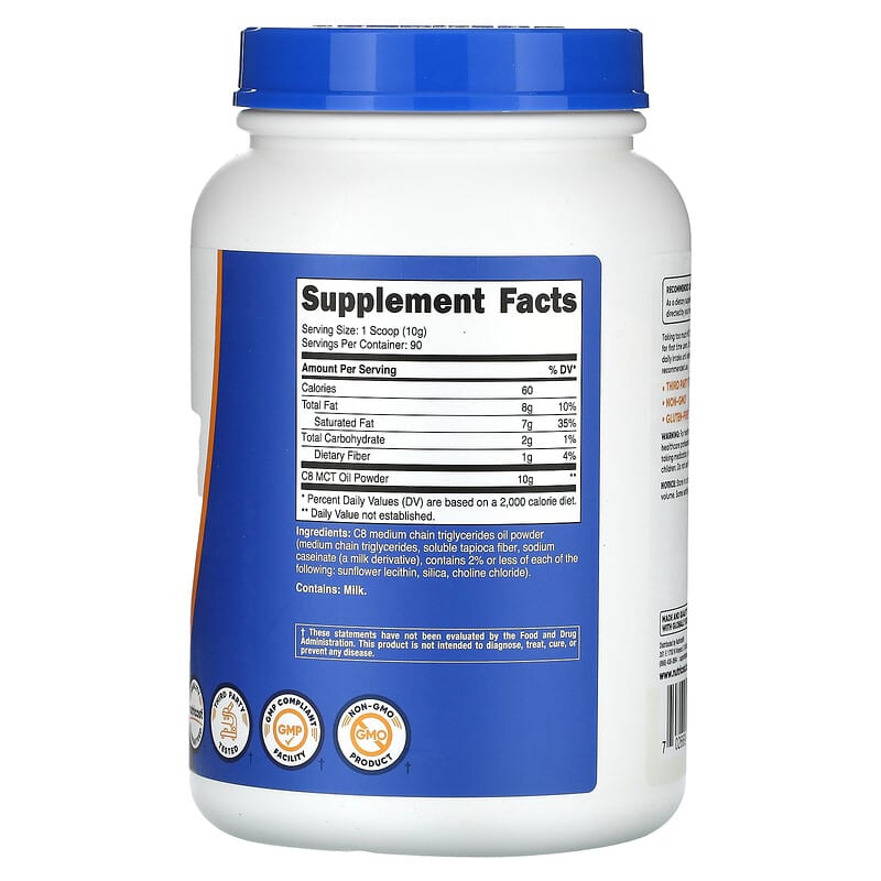 Nutricost, C8 MCT Oil Powder, Unflavored, 2 lb (907 g)