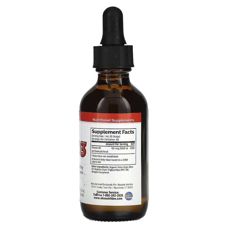 Absolute Nutrition, Vitamin D3 Drops , 2 fl oz (60 ml)