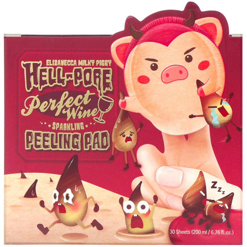 Elizavecca, Milky Piggy, Hell-Pore, Perfect Wine Sparking Peeling Pad, 30 Sheets