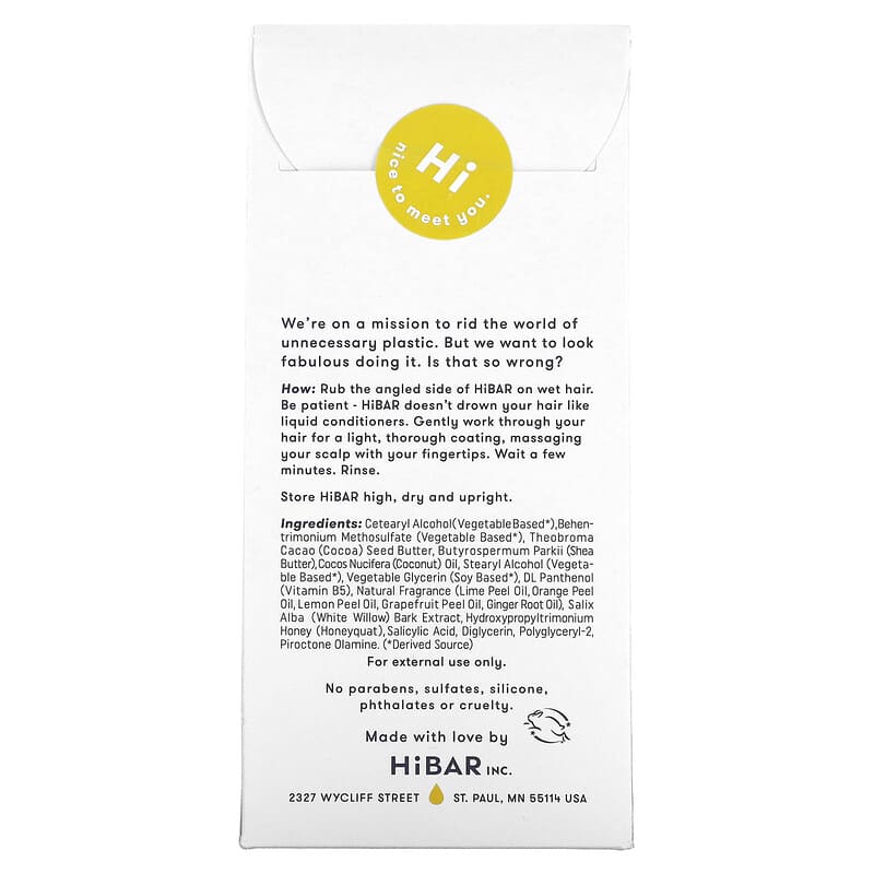 HiBAR, Solid Conditioner, Soothe, 1 Bar, 2.7 oz (76 g)