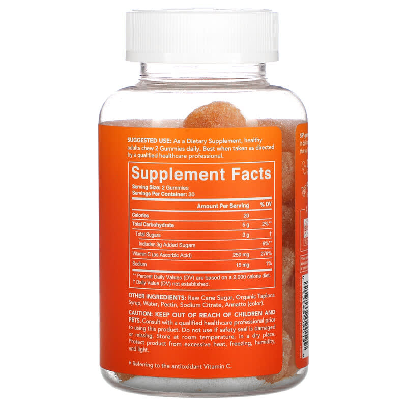 Sports Research, Vitamin C, Antioxidant Support, Natural Orange , 60 Gummies