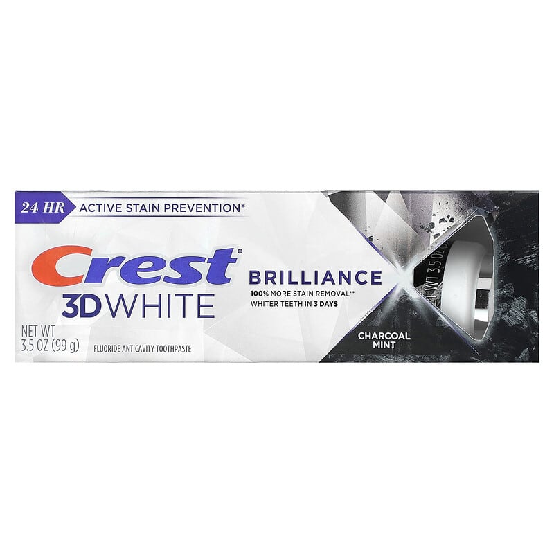 Crest, 3D White, Brilliance Fluoride AnticavityToothpaste,  Charcoal Mint, 3.5 oz (99 g)