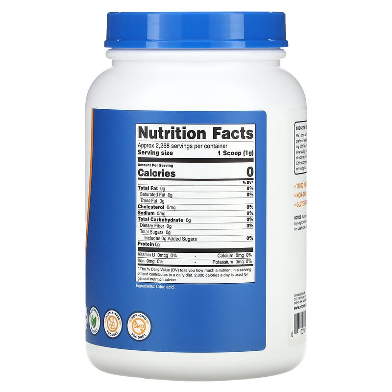 Nutricost, Citric Acid, Unflavored, 5 lb (2,268 g)