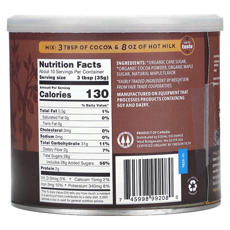 Equal Exchange, Organic Maple Cocoa, 12 oz (340 g)