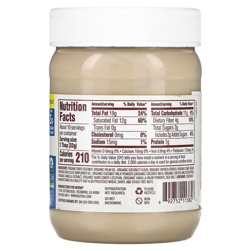 Nutiva, Organic Vanilla Coconut Spread , 11.5 oz (326 g)