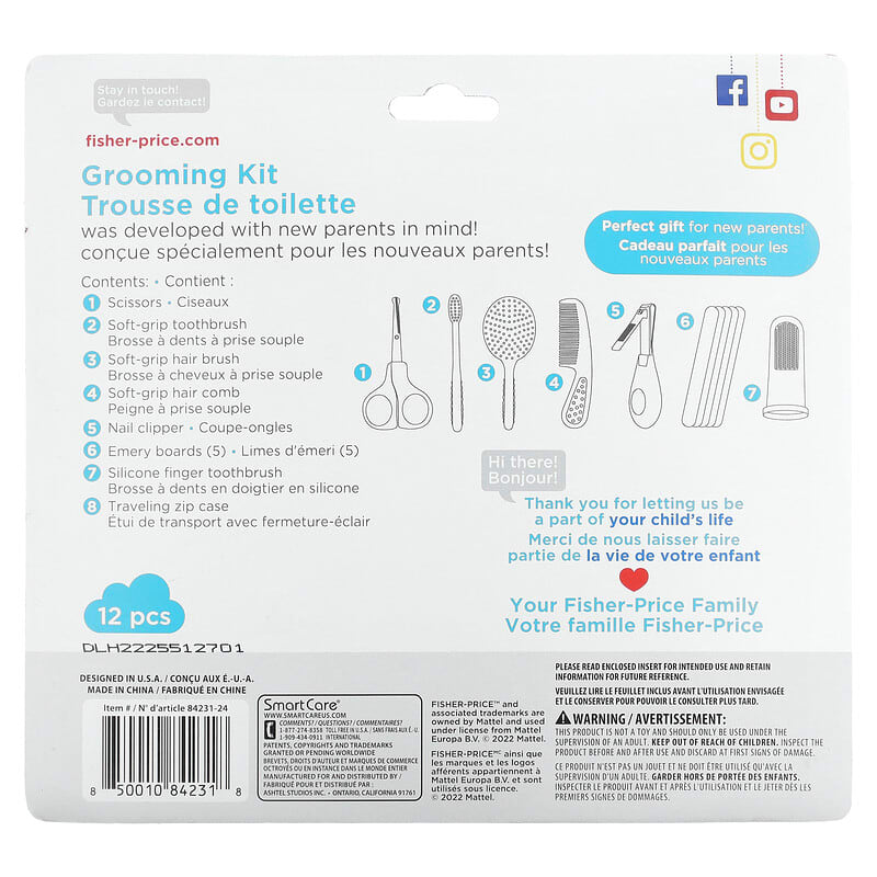 Fisher-Price, Grooming Kit, 0+ Months, 12 Piece Kit