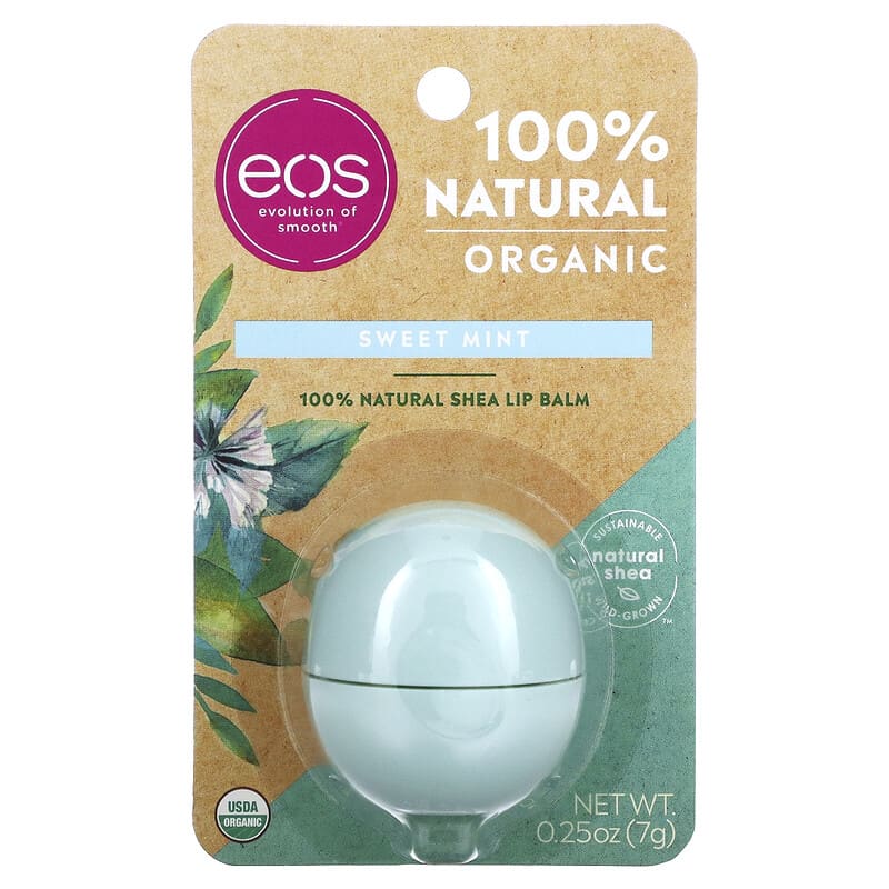 Evolution of Smooth, Organic 100% Natural Shea Lip Balm, Sweet Mint, 0.25 oz (7 g)