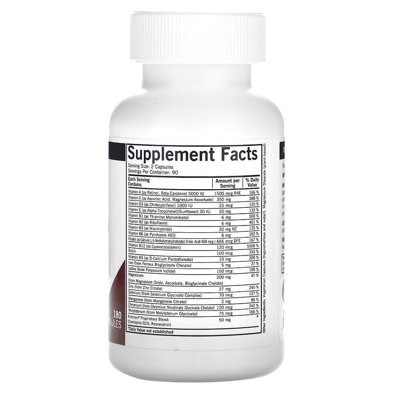 Kirkman Labs, Advanced Adult Multivitamin & Minerals with 5-MTHF, 180 Capsules