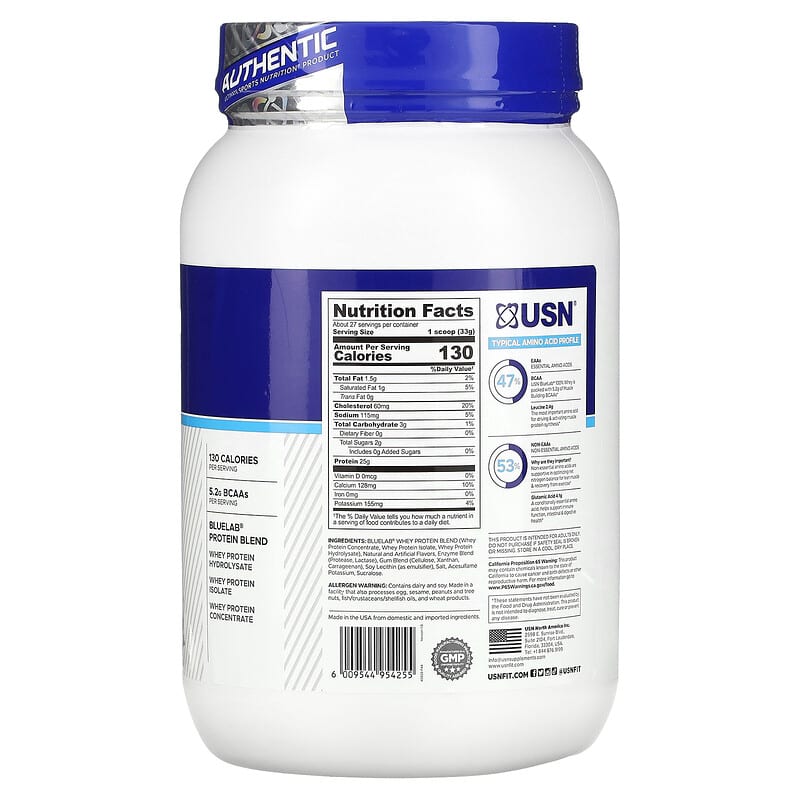 USN, BLUELAB, 100% Whey, Vanilla Ice Cream, 2 lbs (907 g)