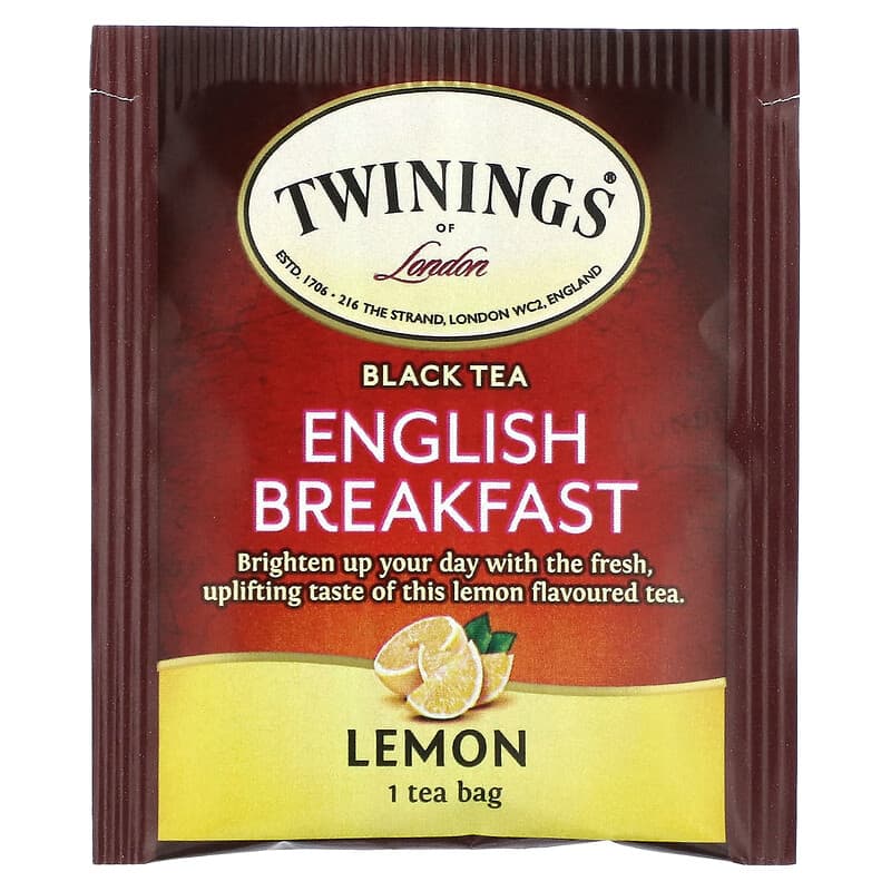 Twinings, English Breakfast Black Tea, Lemon, 20 Tea Bags 1.41 oz (40 g)