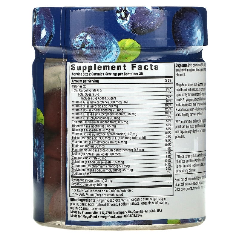 MegaFood, Men's Multi, Wild Blueberry,  60 Gummies