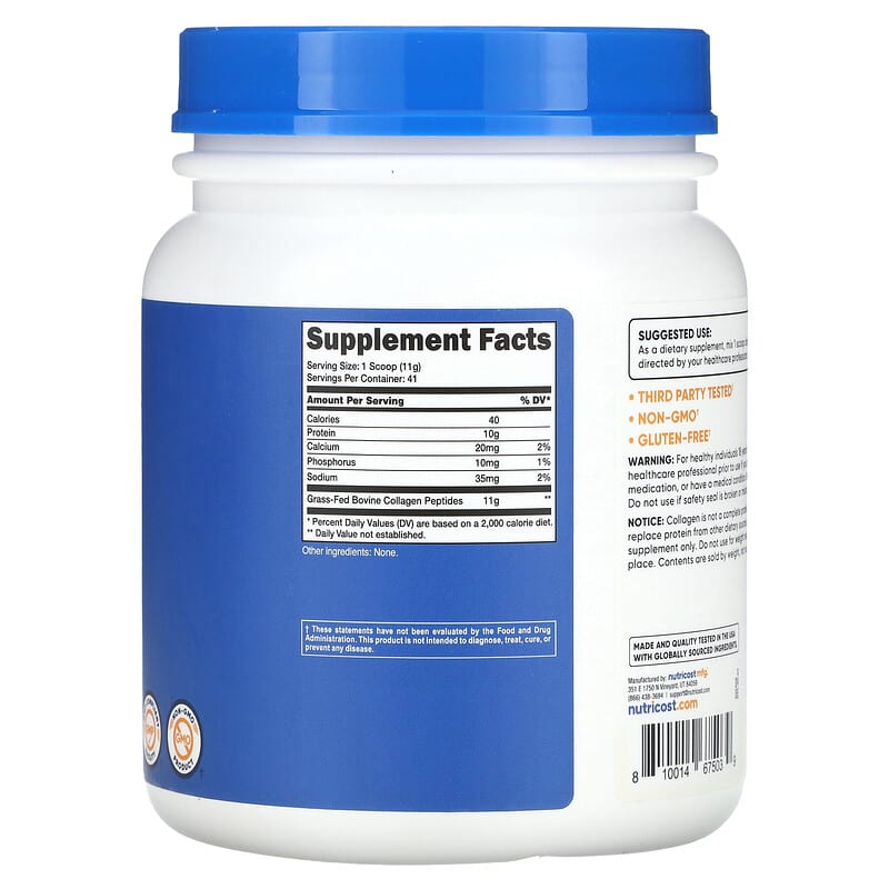 Nutricost, Collagen Hydrolysate, Unflavored, 16.2 oz (454 g)
