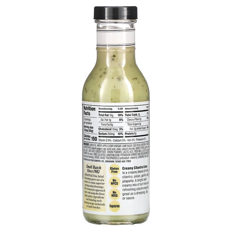 Briannas, Home Style, Creamy Cilantro Lime Dressing, 12 fl oz (355 ml)