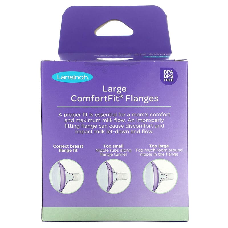 Lansinoh, ComfortFit Flanges, Large, 2 Large Flanges  (30.5 mm) Each