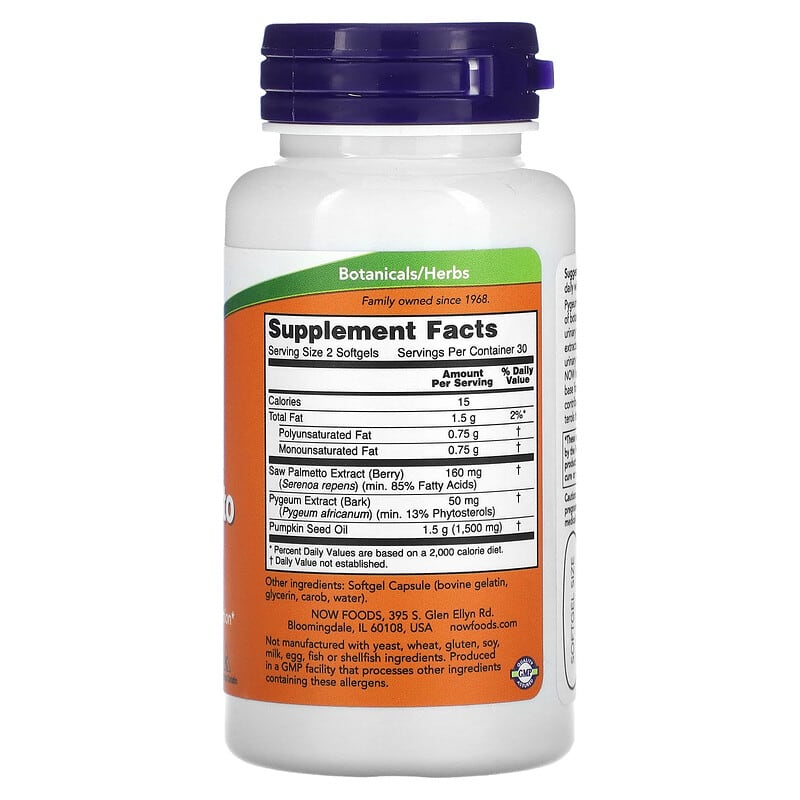 NOW Foods, Pygeum & Saw Palmetto, Men's Health, 60 Softgels