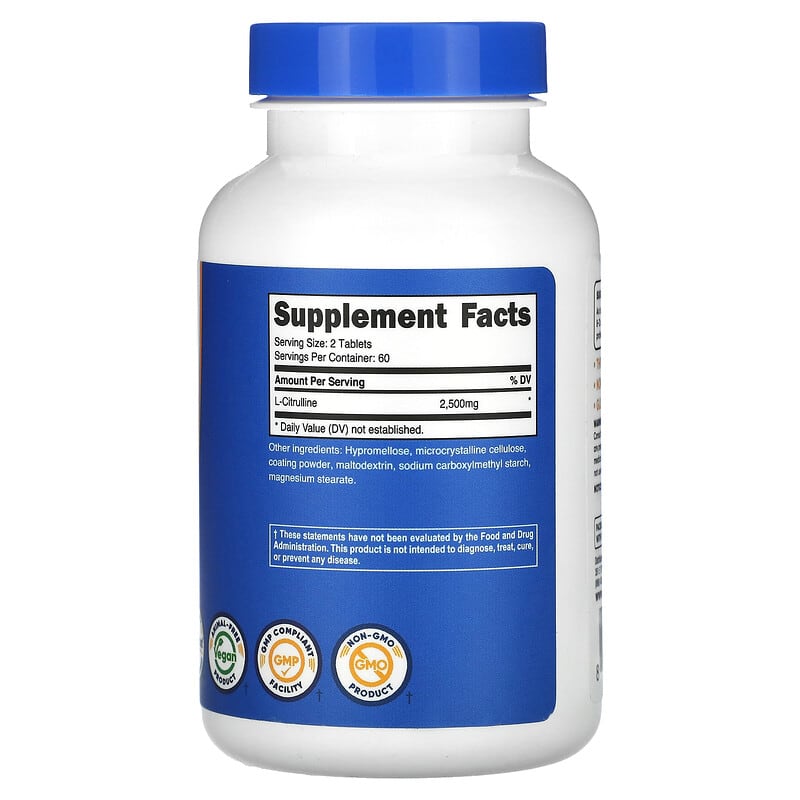 Nutricost, L-Citrulline, 1,250 mg, 120 Tablets
