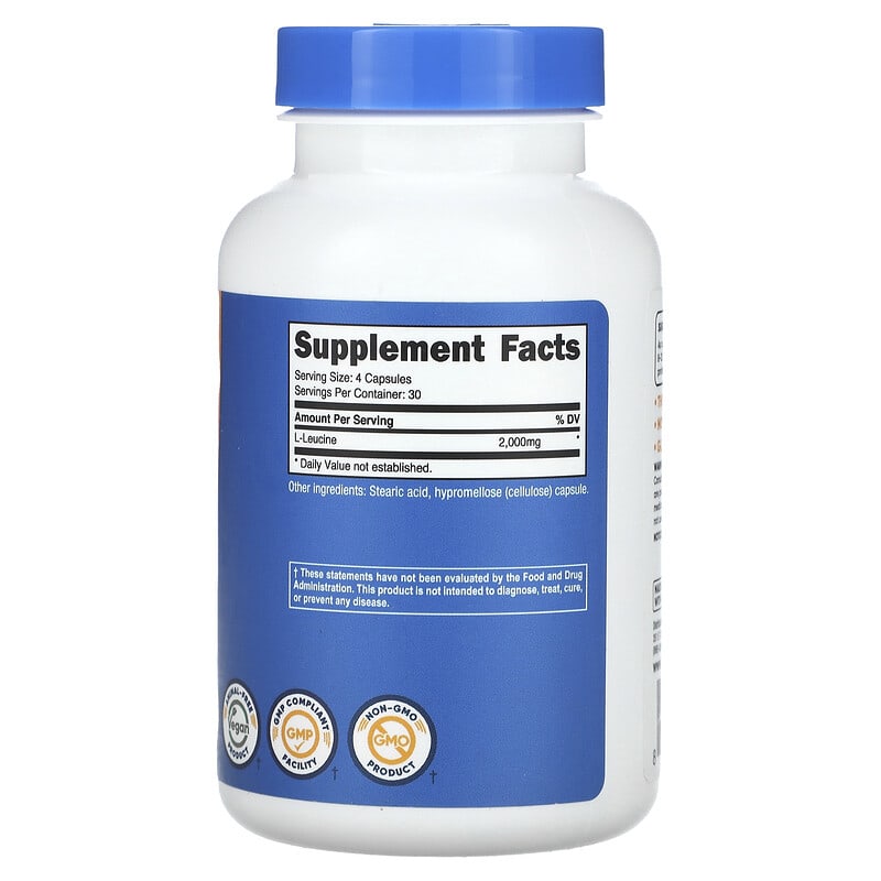 Nutricost, L-Leucine, 500 mg, 120 Capsules