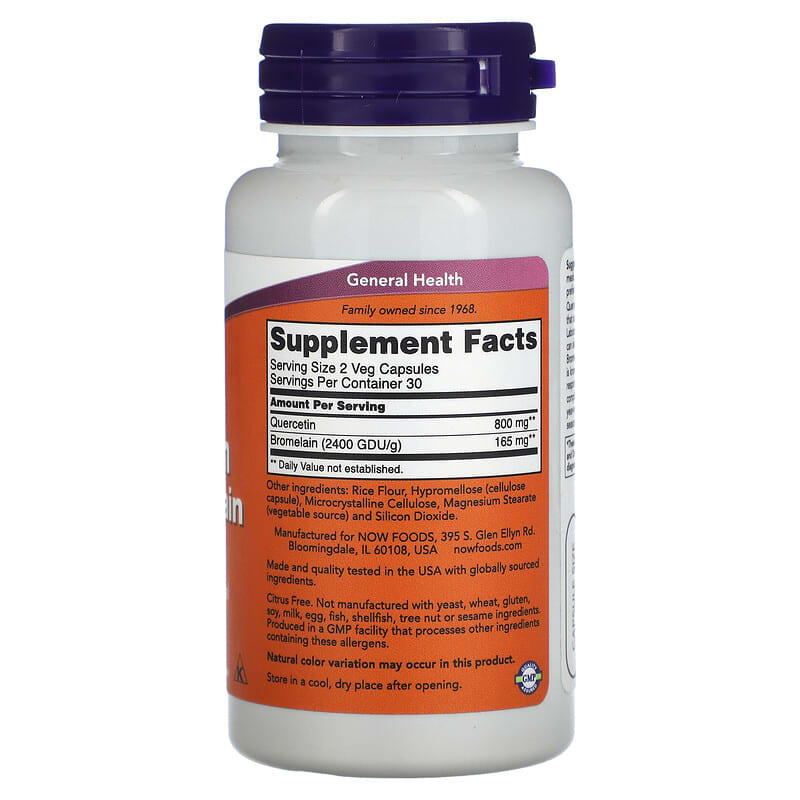 NOW Foods, Quercetin With Bromelain, 60 Veg Capsules