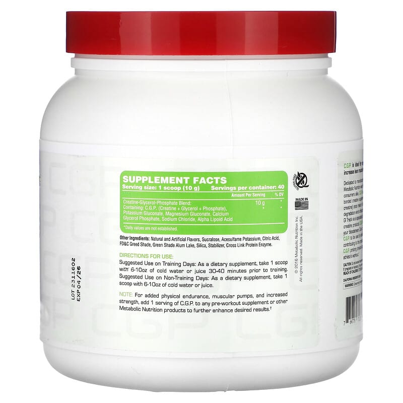 Metabolic Nutrition, C.G.P., Green Apple, 400 g