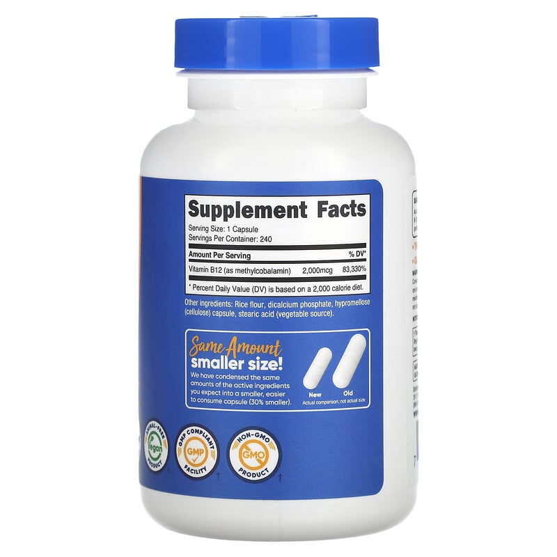 Nutricost, Vitamin B12, 2,000 mcg, 240 Capsules