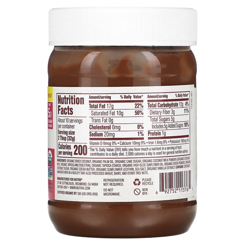 Nutiva, Organic Chocolate Coconut Spread, 11.5 oz (326 g)