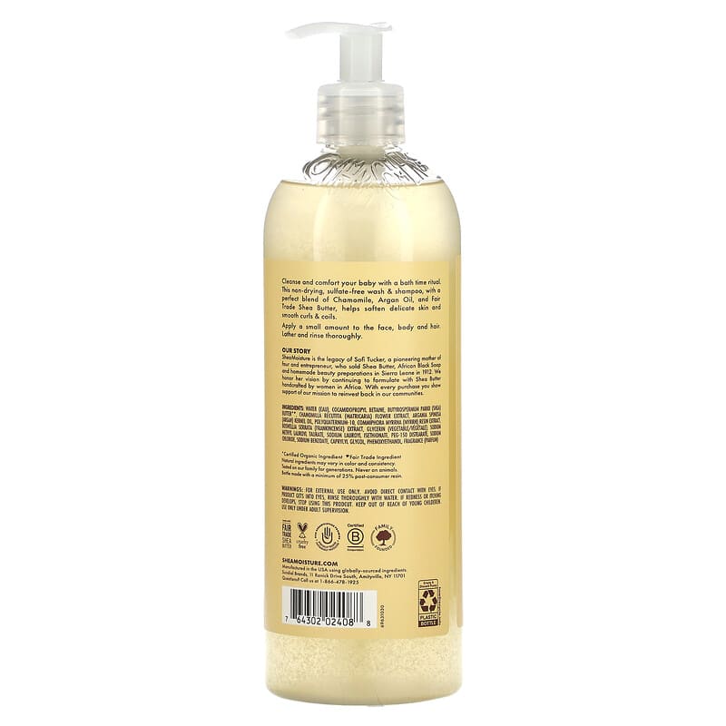 SheaMoisture, Baby, Wash & Shampoo, Raw Shea, Chamomile & Argan Oil, 19.2 fl oz (567 ml)