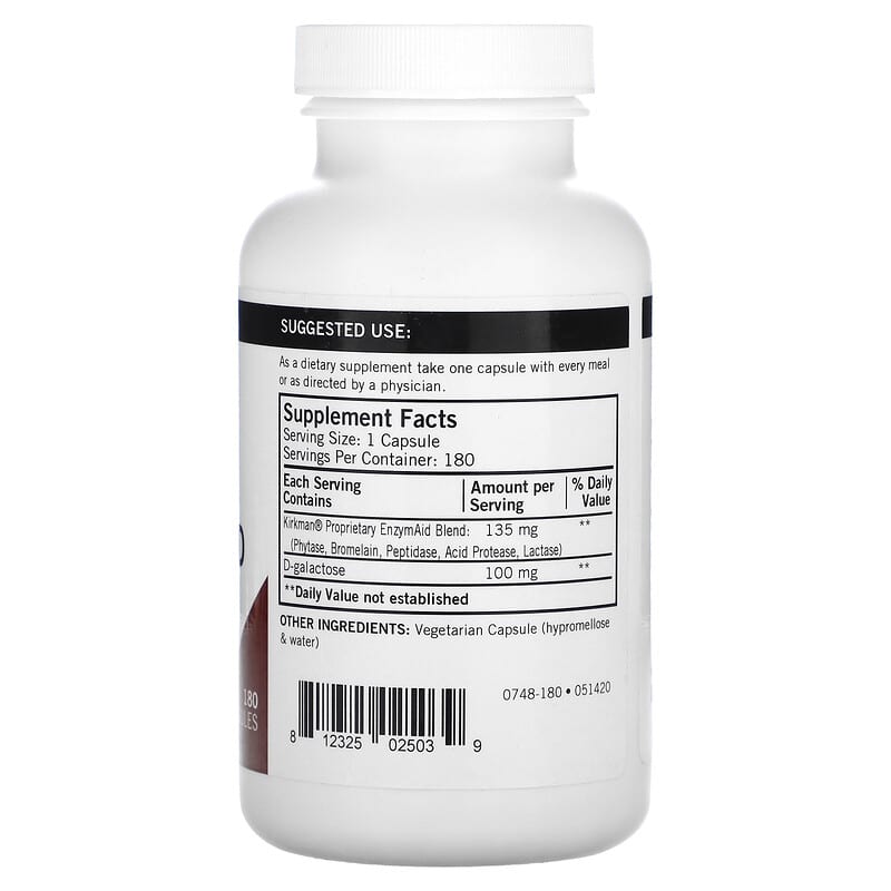 Kirkman Labs, Enzyme Aid, 180 Capsules