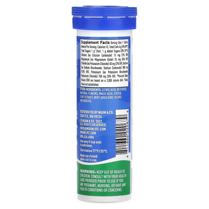 Nuun, Hydration, Sport, Effervescent Electrolyte Supplement, Watermelon, 10 Tablets