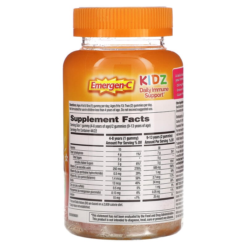 Emergen-C, Kids Daily Immune Support, Fruit Fiesta, 44 Gummies