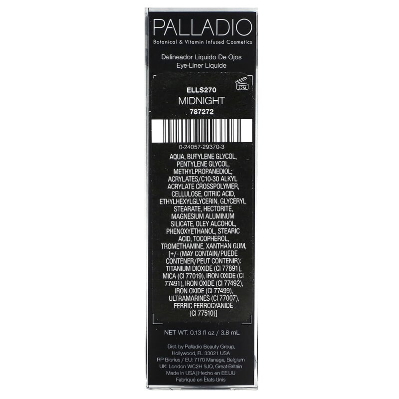 Palladio, Liquid Eyeliner, Midnight ELLS270, 0.13 fl oz (3.8 ml)