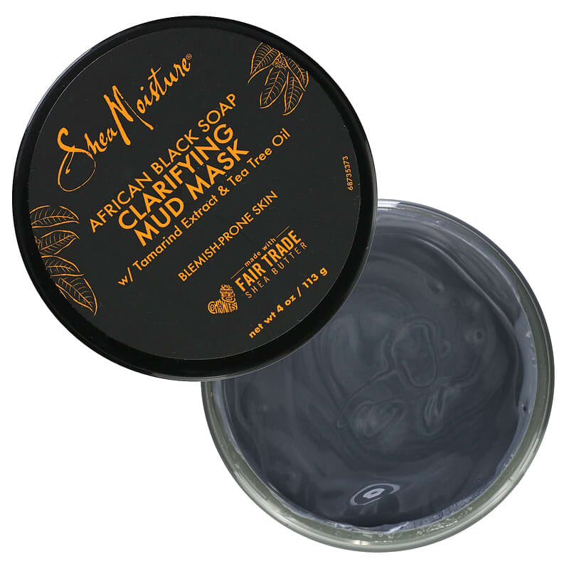 SheaMoisture, African Black Soap, Clarifying Mud Mask with Tamarind Extract & Tea Tree oil, 4 oz (113 g)