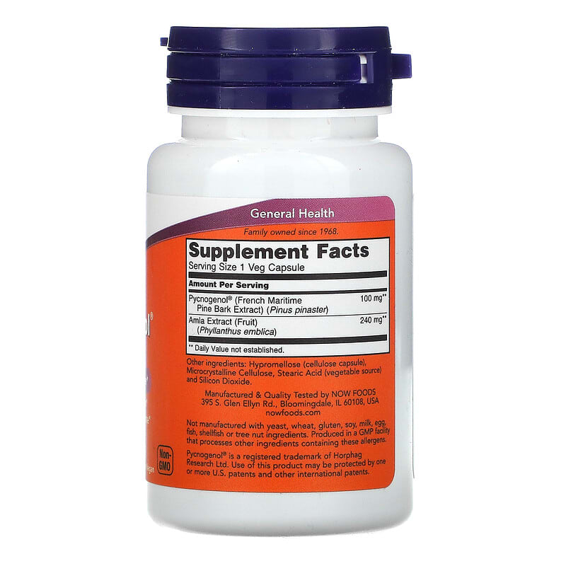 NOW Foods, Pycnogenol, 100 mg, 60 Veg Capsules