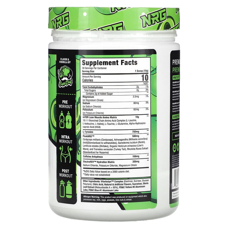 MuscleSport, BCAA, NRG Revolution, Sour Apple Candy, 15.9 oz (450 g)