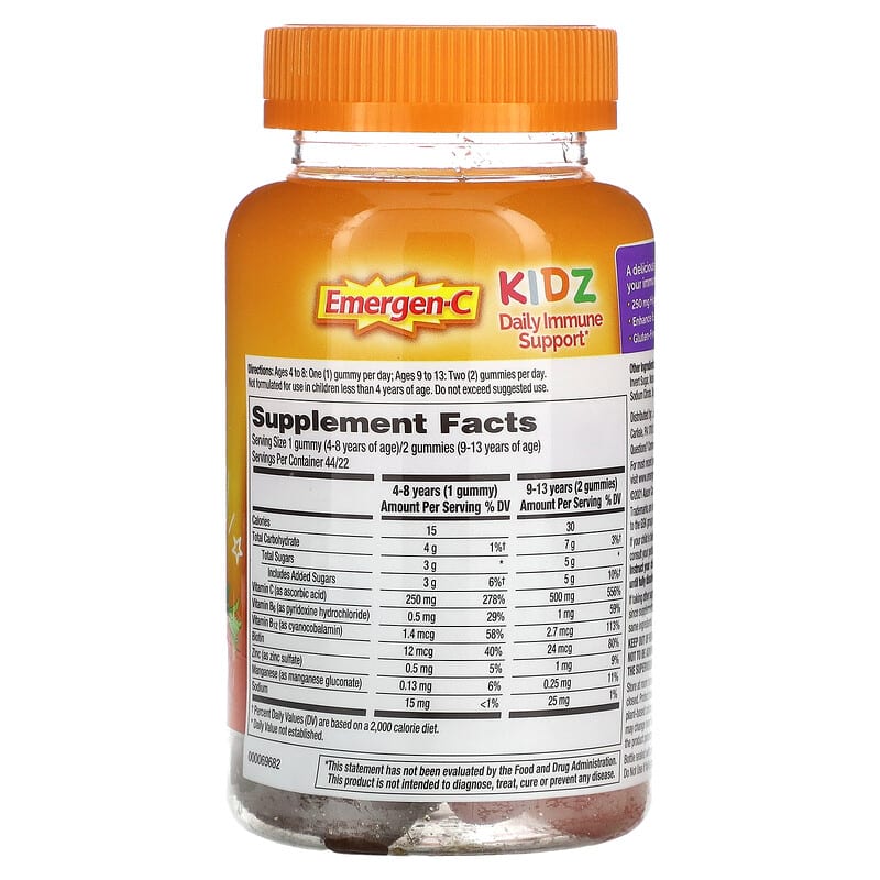 Emergen-C, Kidz, Daily Immune Support, Berry Bash, 250 mg , 44 Gummies